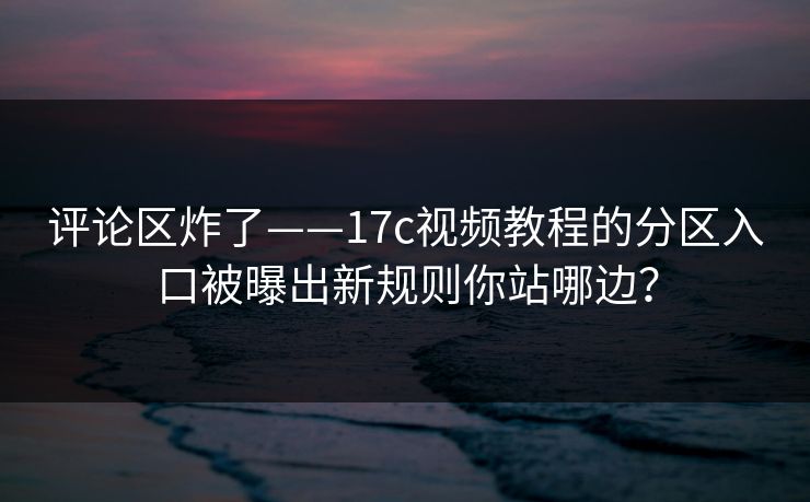 评论区炸了——17c视频教程的分区入口被曝出新规则你站哪边？
