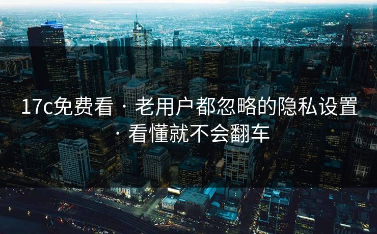 17c免费看 · 老用户都忽略的隐私设置 · 看懂就不会翻车