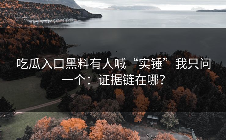 吃瓜入口黑料有人喊“实锤”我只问一个：证据链在哪？